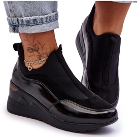 PE1 Scarpe Sportive Slip-On Con Zeppa Da Donna Nere Farro nero