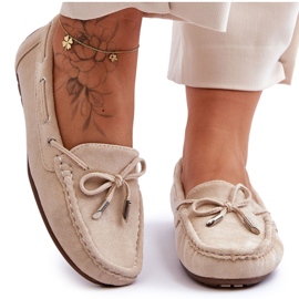 Mocassini Scamosciati Donna Beige Si Passione