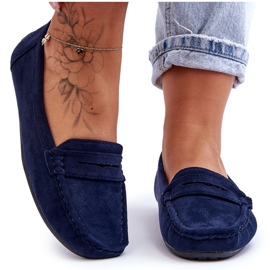 Mocassini in camoscio da donna Lenvie blu navy