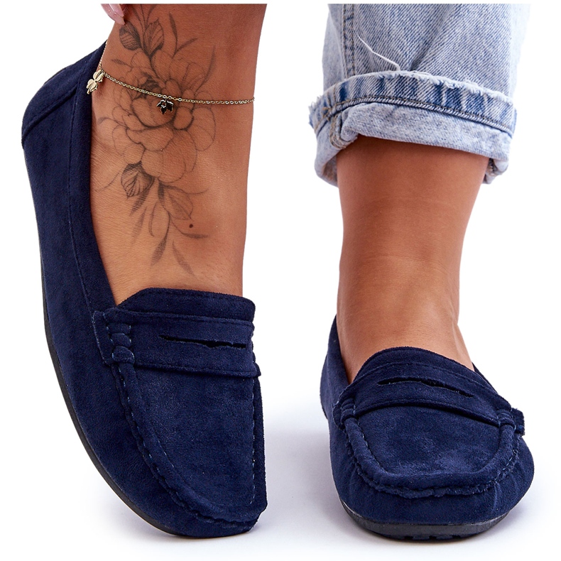 Mocassini in camoscio da donna Lenvie blu navy