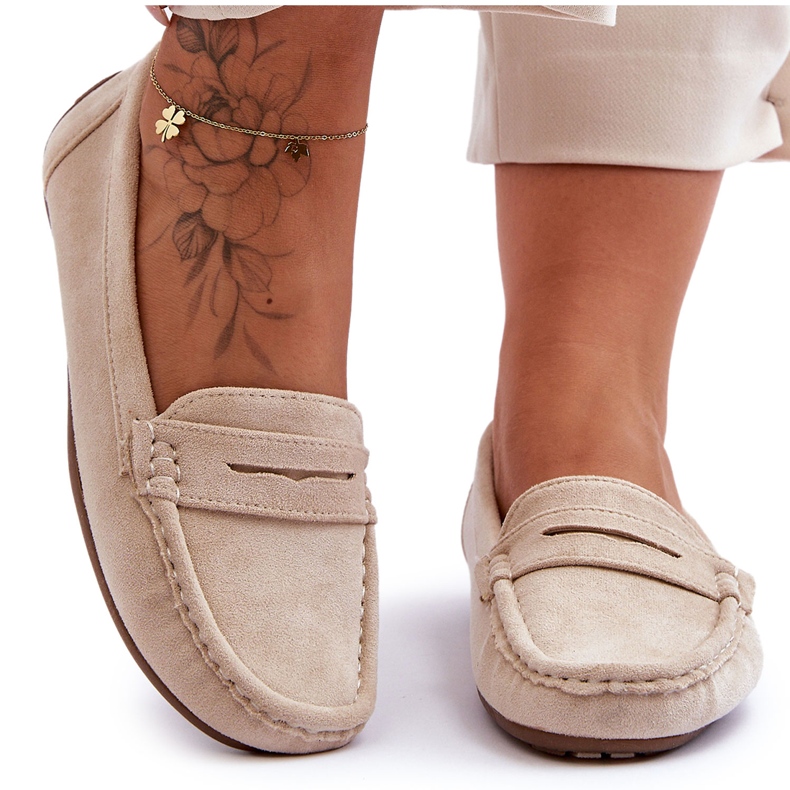 Mocassini in camoscio da donna Beige Lenvie