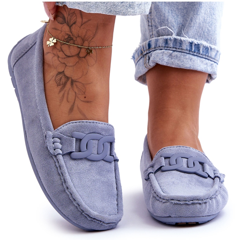 Mocassini da donna alla moda in pelle scamosciata blu Rabell