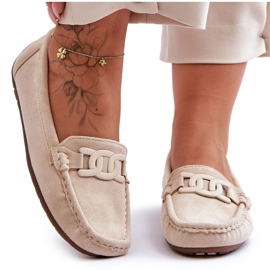 Mocassini in pelle scamosciata alla moda da donna Beige Rabell