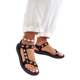 Sandali Sportivi Donna Decorati Conchiglie Oro Nero Conner