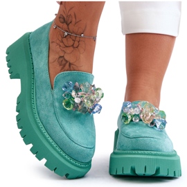 PS1 Mocassini Donna Con Cristalli Decorativi Verde Avril