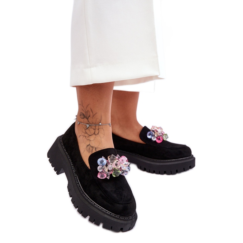 PS1 Mocassini Donna Crystal Neri Avril nero