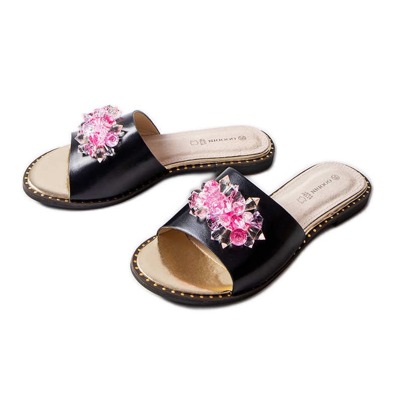 Goodin Infradito nere con cristalli nero