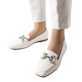Mocassino Marechal bianco con strass bianca