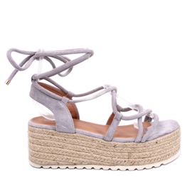 Sandali espadrillas con plateau Renau grigi grigio