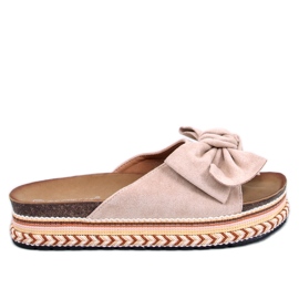 Sandali con fiocco a suola alta di Delair Beige