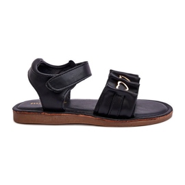 Sandalo Bambino Con Velcro Cuori Avana Nero