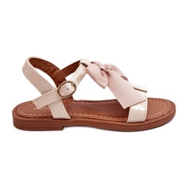 Sandali laccati da bambino con fiocco, Netina beige
