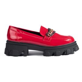 Mocassini in vernice rossa con suola spessa Shelovet rosso