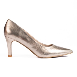 Classiche décolleté Shelovet con tacco alto color oro da donna d'oro