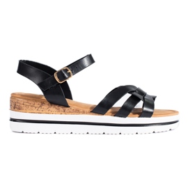 Sandalo donna Shelovet nero con zeppa bassa