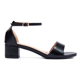 Classici sandali da donna eleganti su un tacco basso Shelovet nero