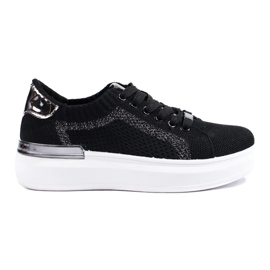 Sneakers in tessuto sulla piattaforma Shelovet nera nero