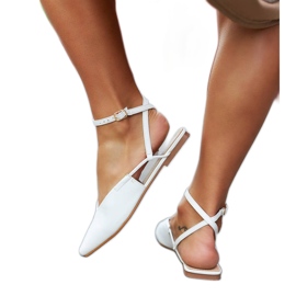 Lazzaro ballerine bianche con tacco aperto bianco