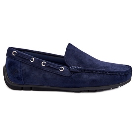 Mocassini slip-on in pelle scamosciata da uomo Rayan blu navy