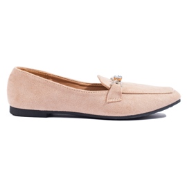Mocassini slip-on Shelovet in camoscio beige impreziositi