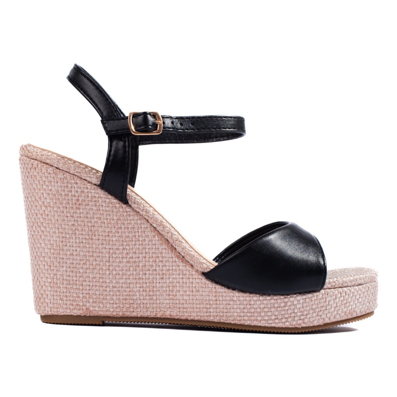 Espadrillas nere Shelovet con zeppa alta nero