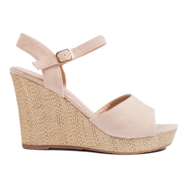 Espadrillas Shelovet beige con zeppa alta