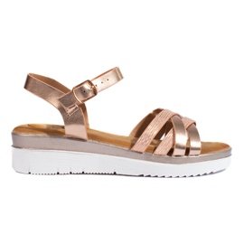 Sandali con zeppa Shelovet color oro da donna d'oro