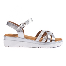 Sandalo con zeppa Shelovet argento da donna d'argento
