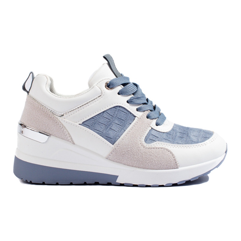Sneakers con zeppa Shelovet da donna bianche e blu