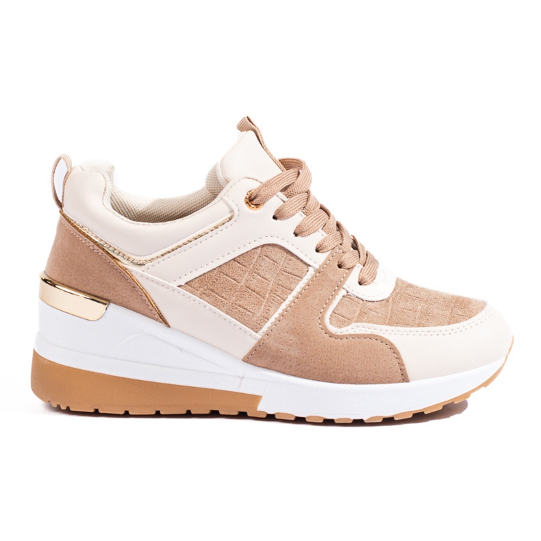 Sneakers da donna con zeppa Shelovet marroni beige