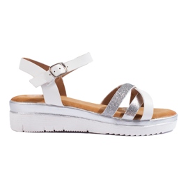 Sandali Shelovet bianchi con tacco basso bianco
