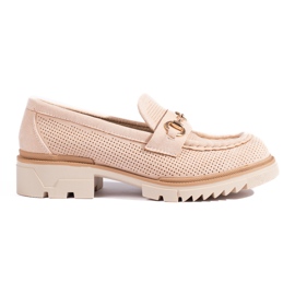 Mocassino Shelovet in camoscio traforato beige