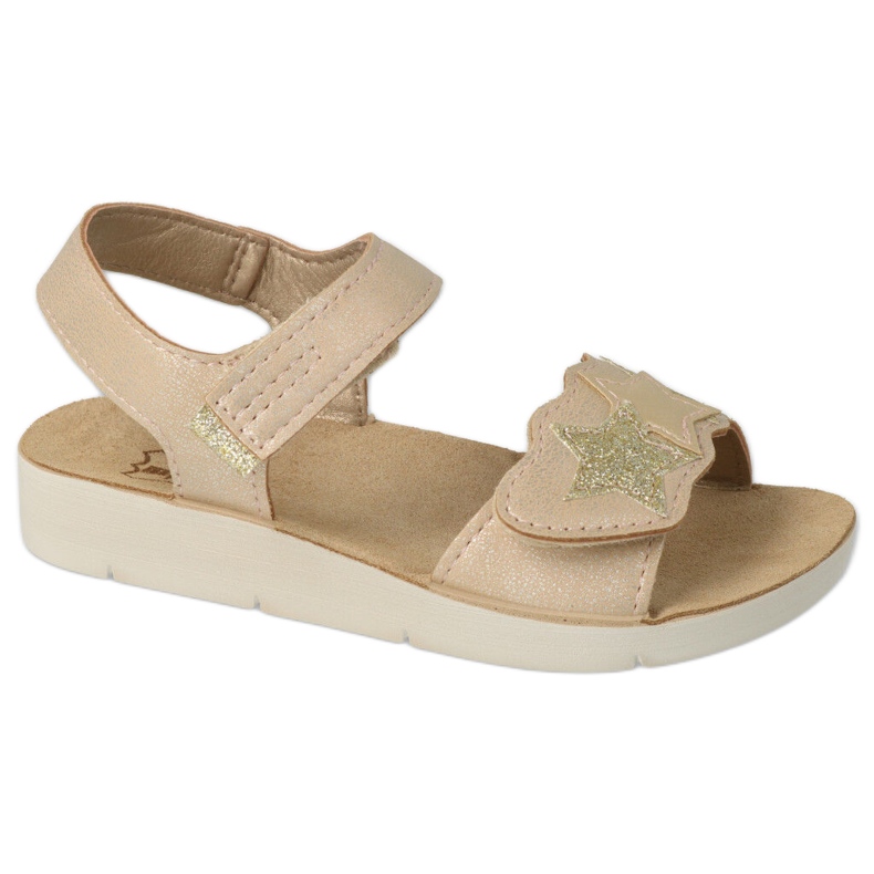 Sandali per bambini Befado con stella decorativa 068Y004 beige e oro d'oro