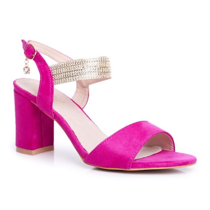 S.Barski Sandali Donna Con Tacco Camoscio Fucsia rosa
