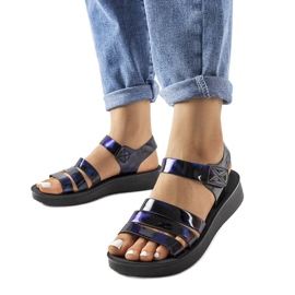 Sandali con zeppa blu navy di Covillon nero