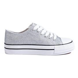 Sneaker in broccato grigio con suola spessa di Shelovet