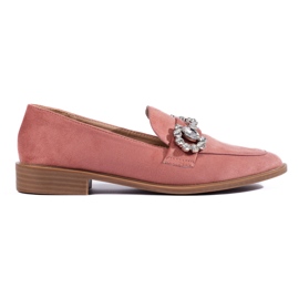 Mocassini in camoscio rosa scuro con fibbia Shelovet