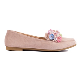Mocassini in camoscio beige con cristalli di Shelovet