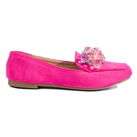 Mocassino Shelovet in camoscio rosa con cristalli