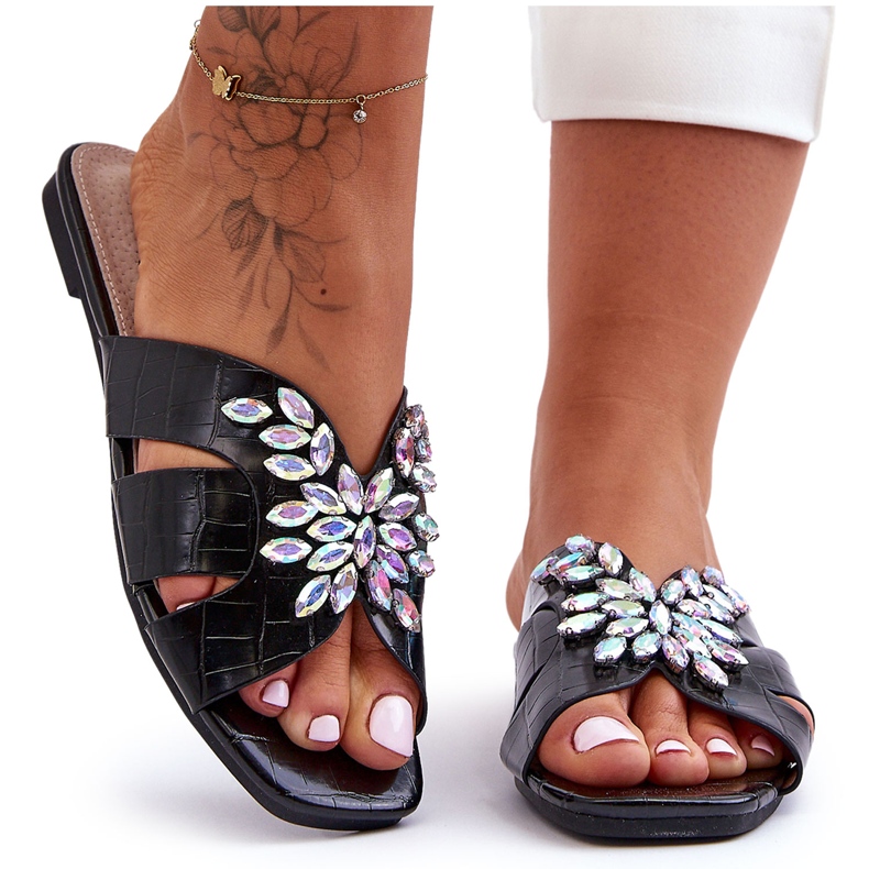 Pantofole Con Pietre Decorative S.Barski 617-22 Nero