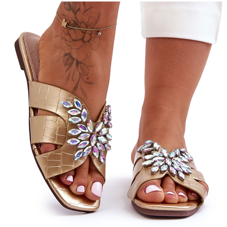 Pantofole Con Pietre Decorative S.Barski 617-22 Oro d'oro