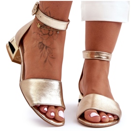 Sandali in pelle con tacchi dorati Laura Messi 2143 Gold d'oro