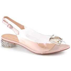 Sandali trasparenti su tacco piatto con pietra rosa S.Barski MR1037-10