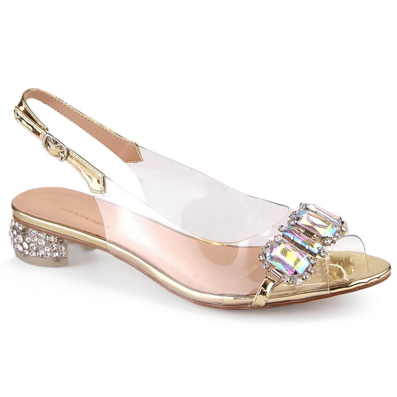 Sandali flat trasparenti oro con zirconi S.Barski MR1037-11 d'oro