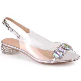 Sandali flat argento con zirconi S.Barski MR1037-11