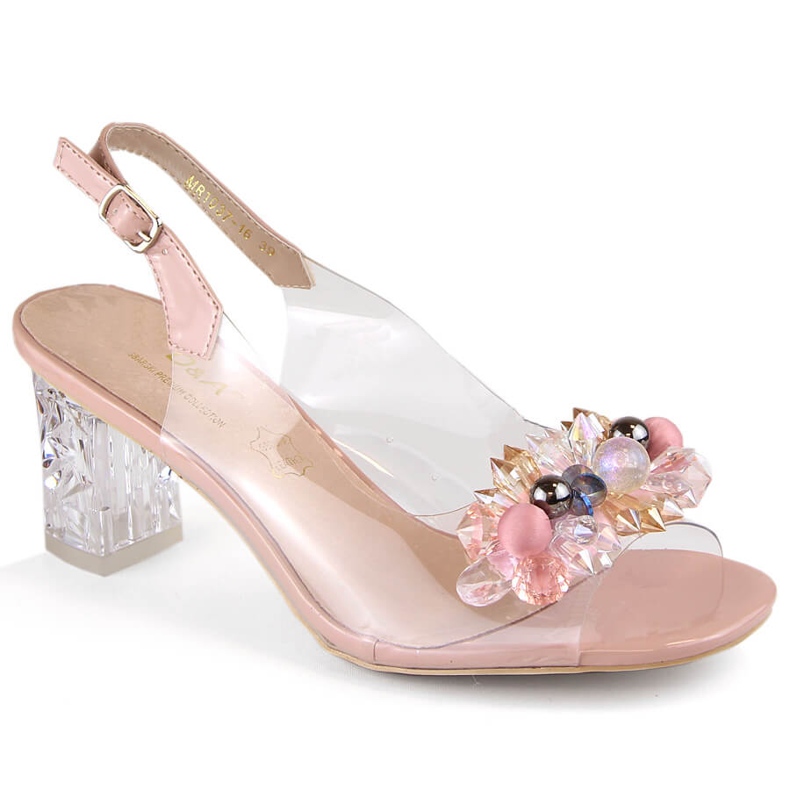 Sandali trasparenti da donna con perle di zirconi rosa S.Barski MR1037-16