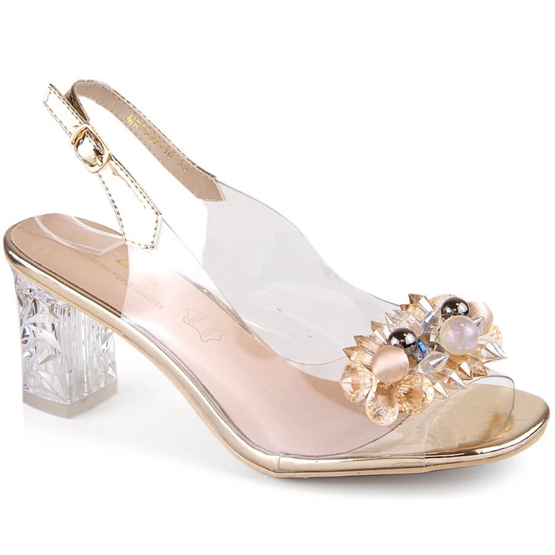 Sandali da donna oro trasparente con perle di zirconi S.Barski MR1037-16 d'oro