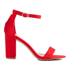 Sandali con tacco alto in camoscio rosso di Shelovet