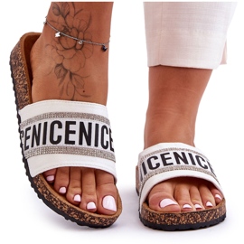 Pantofole In Sughero Con Zirconi Bianchi Be Nice bianco