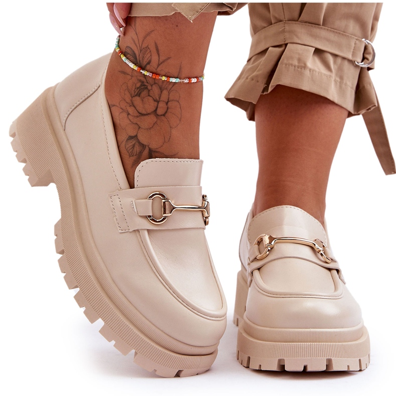 PS1 Mocassini con plateau classici da donna Beige Miracle